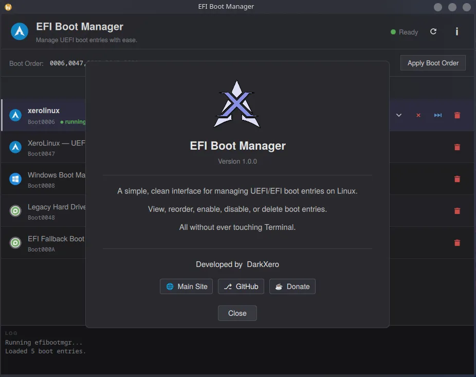 EFI Boot Manager About